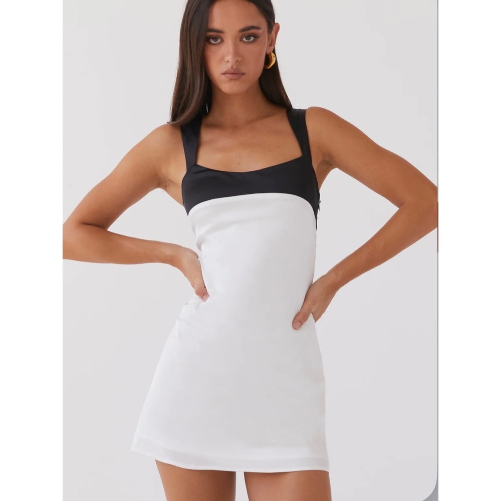 Peppermayo Odette Satin Mini Dress Black Ivory Colorblock NWT Size 18 Plus